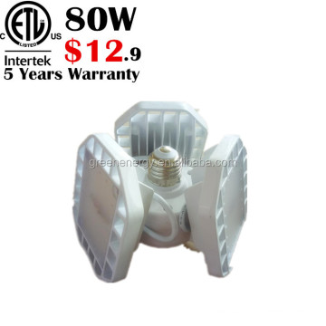 80W deformable led low bay light three four wings adjustable garage lamp 120w triple glow shenzhen manufactory wholesale price